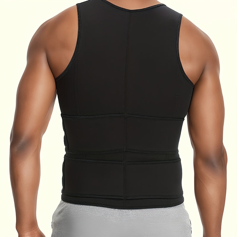 MEN'S NEOPRENE SAUNA SWEAT WAIST TRAINER VEST DOUBLE BELT COMPRESSION BODY SHAPER TANK TOP