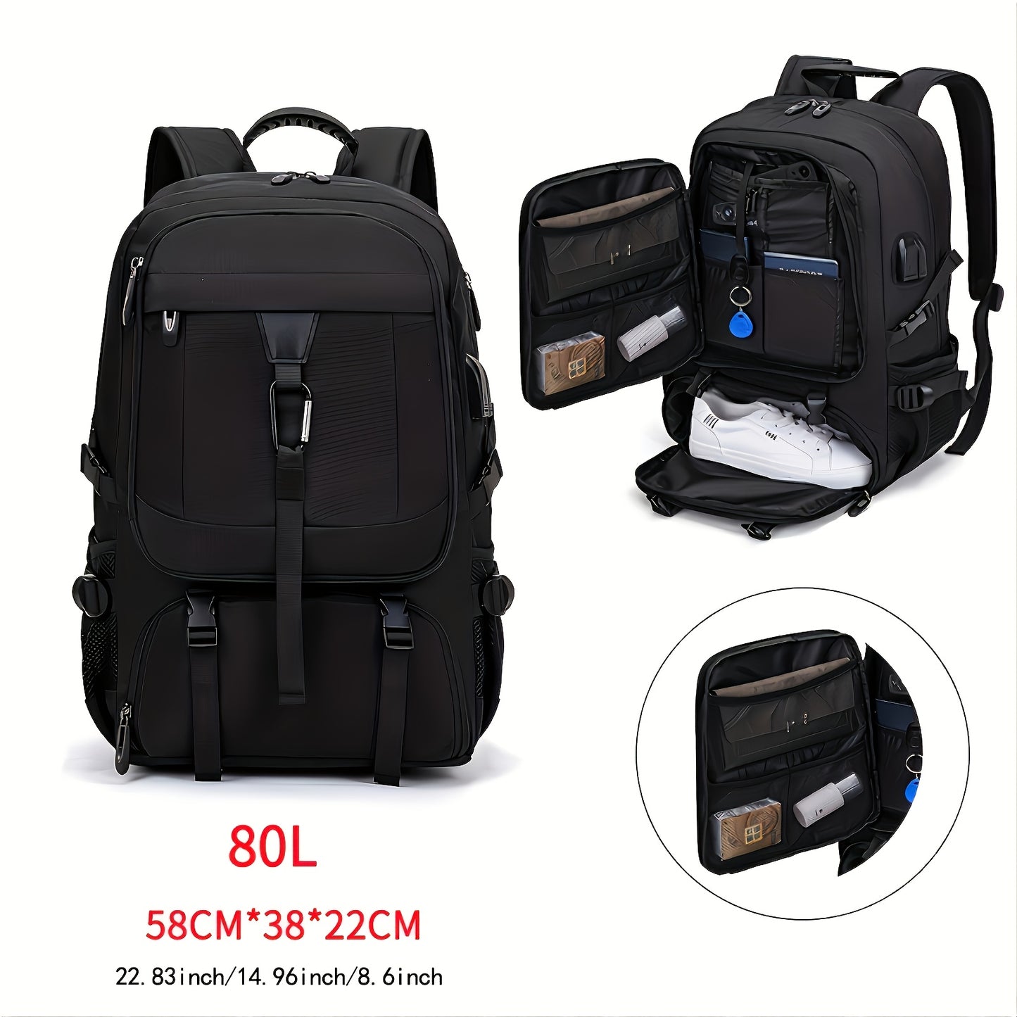 Men'S Expandable Travel Backpack with Shoe Compartment & Laptop Sleeve