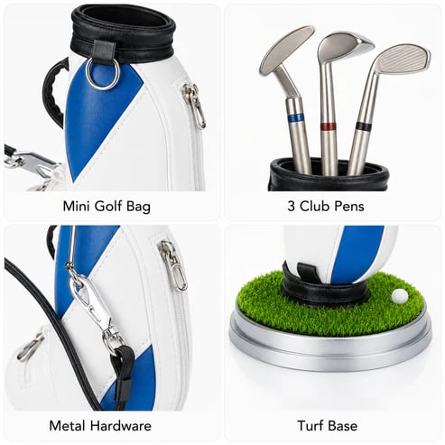 ⛳Golf Pen Holder + 3-Pen Set🏌️♂️Elevate Your Office Desk