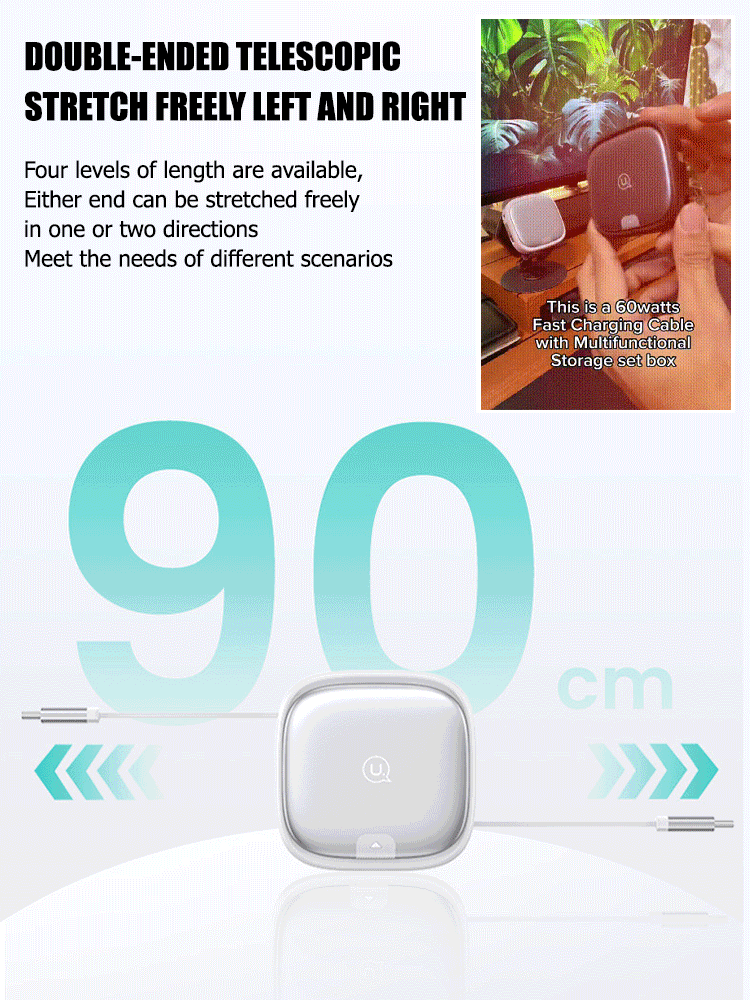 All-in-One Retractable Charging Cable Kit – Fast Charging (Up to 60W), Compact Travel Organizer for All Devices