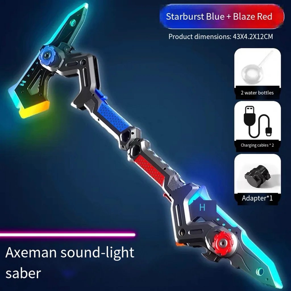 ⚔️2-in-1 Transforming RGB Dual Axe Blade✨Cinematic Sci-Fi Weapon Toy⚡