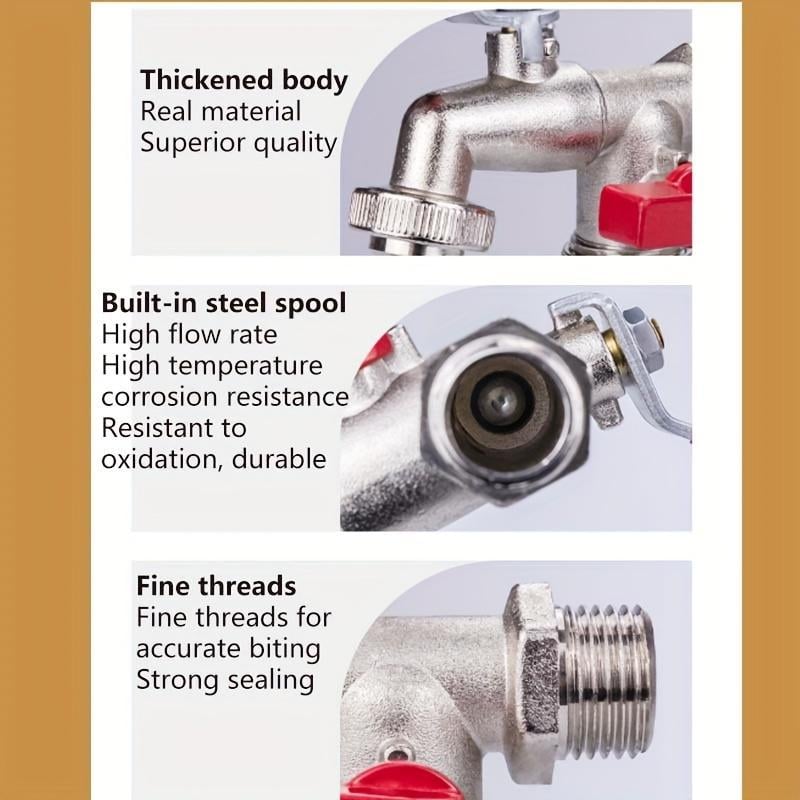 ⚙️ Universal Stainless Steel Double Outlet Garden Faucet – Independent Valves