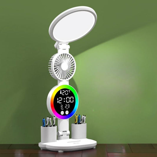 LED Clock Table Lamp USB Chargeable Dimmable Desk Lamp