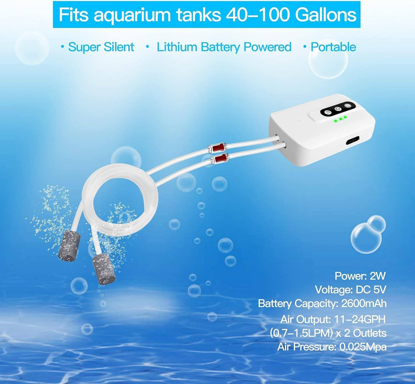 ✨🔥 Lithium Battery Powered Portable Aquarium Air Pump