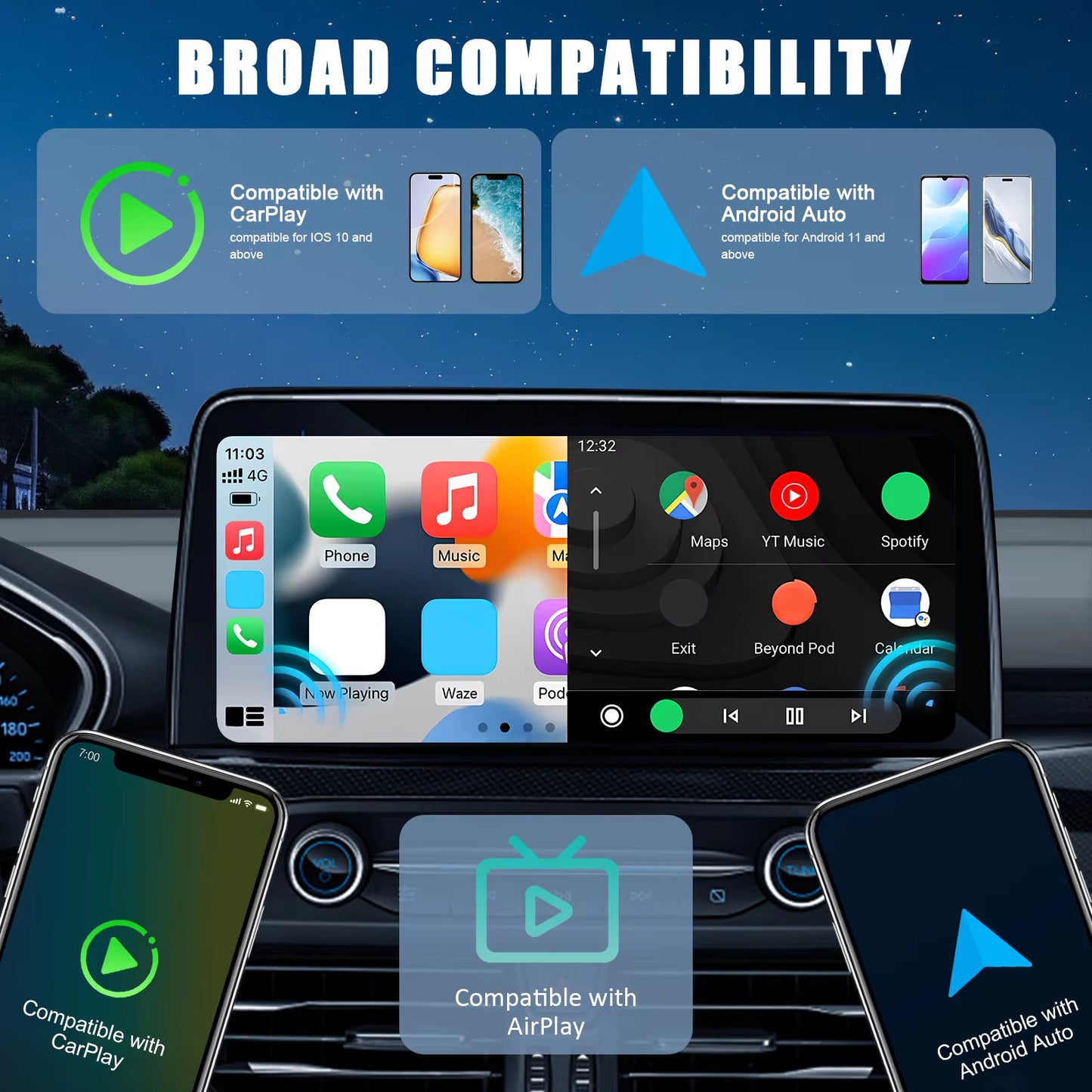 🔥2026 Upgrade 3-in-1 Wireless CarPlay Adapter