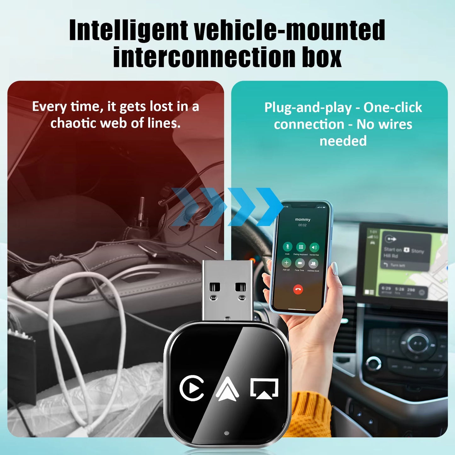 🔥2026 Upgrade 3-in-1 Wireless CarPlay Adapter