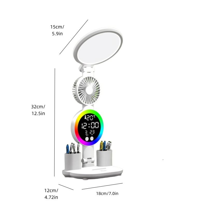LED Clock Table Lamp USB Chargeable Dimmable Desk Lamp