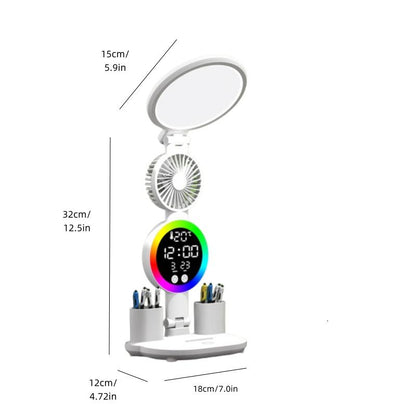 LED Clock Table Lamp USB Chargeable Dimmable Desk Lamp