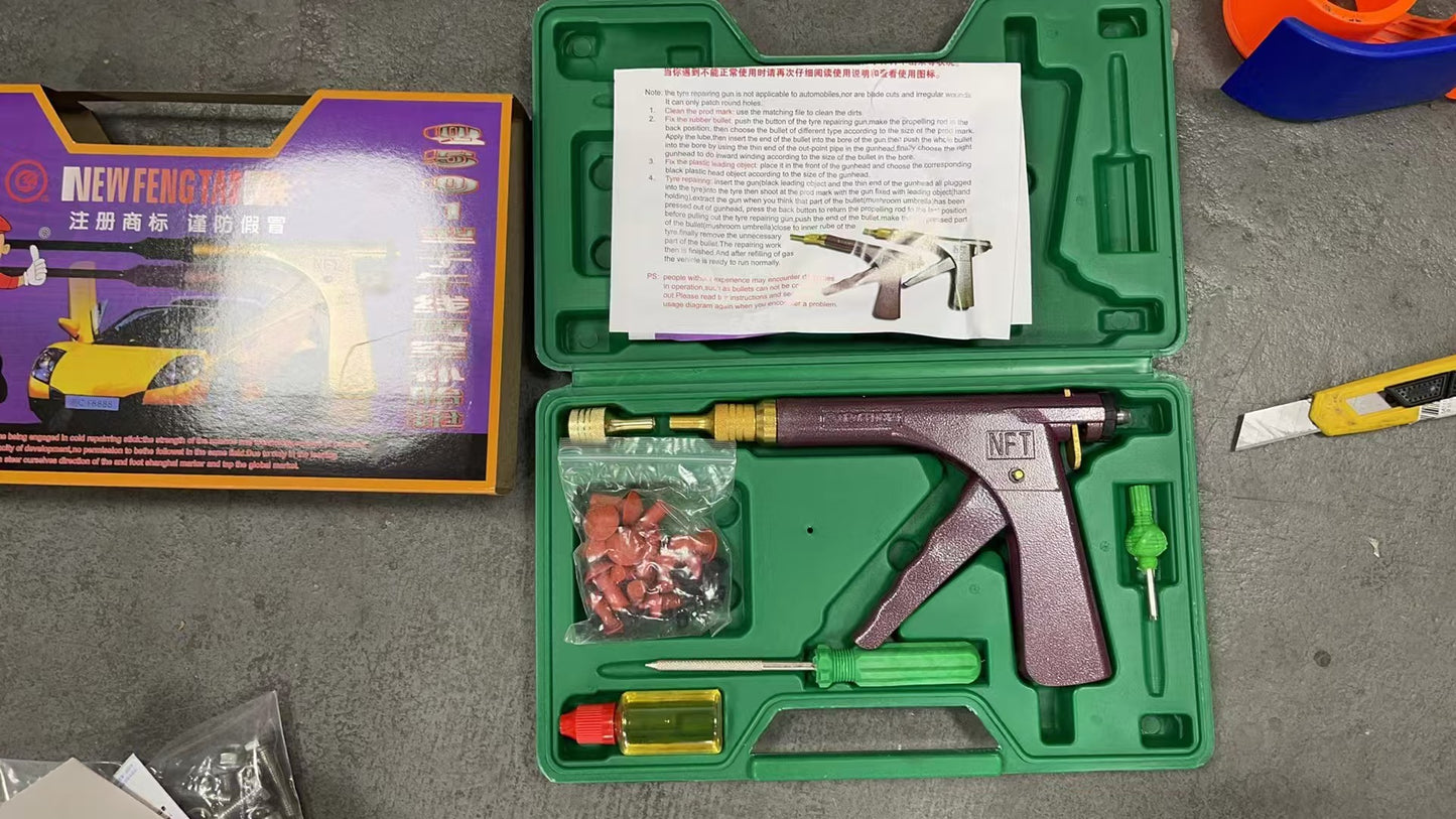 Tubeless Tire Plugger Repair Kit on Car, Motorcycle, ATV, Jeep, Truck, & Tractor