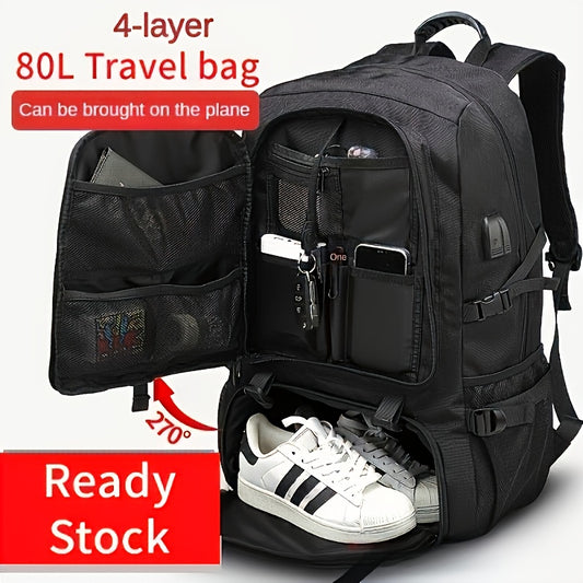 Men'S Expandable Travel Backpack with Shoe Compartment & Laptop Sleeve