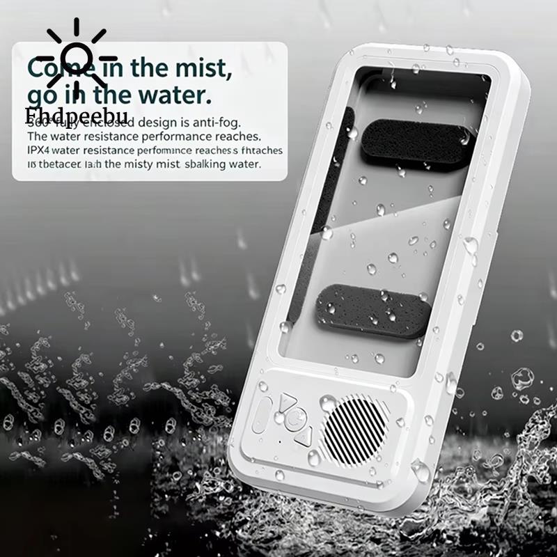 【Latest model】Phone Box Bluetooth Speaker Waterproof with Touchscreen Case TV Stand Mobile Phone Holder 360° Rotation Touch Screen