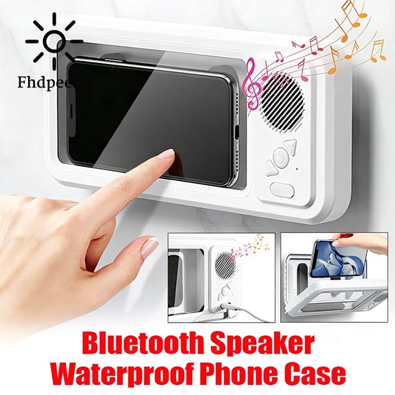 【Latest model】Phone Box Bluetooth Speaker Waterproof with Touchscreen Case TV Stand Mobile Phone Holder 360° Rotation Touch Screen