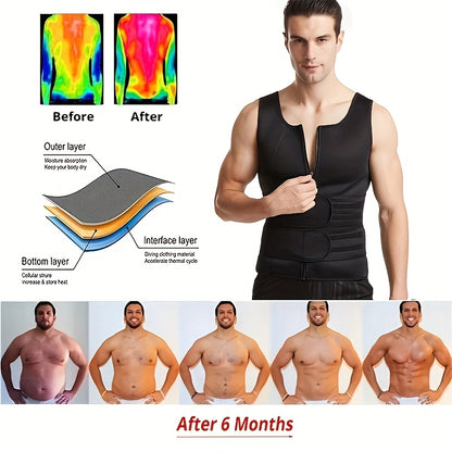 MEN'S NEOPRENE SAUNA SWEAT WAIST TRAINER VEST DOUBLE BELT COMPRESSION BODY SHAPER TANK TOP