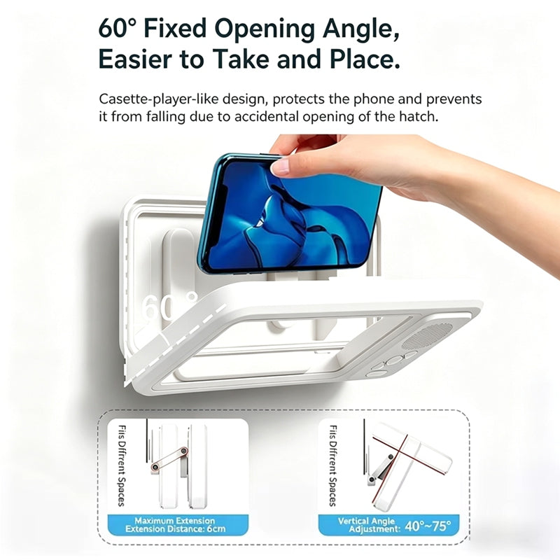 【Latest model】Phone Box Bluetooth Speaker Waterproof with Touchscreen Case TV Stand Mobile Phone Holder 360° Rotation Touch Screen
