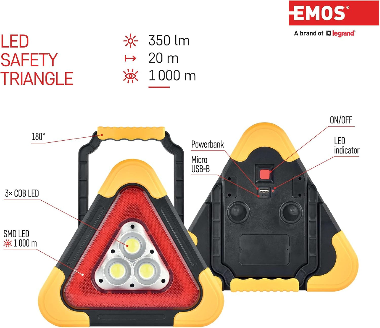 EMOS - Rechargeable LED warning triangle