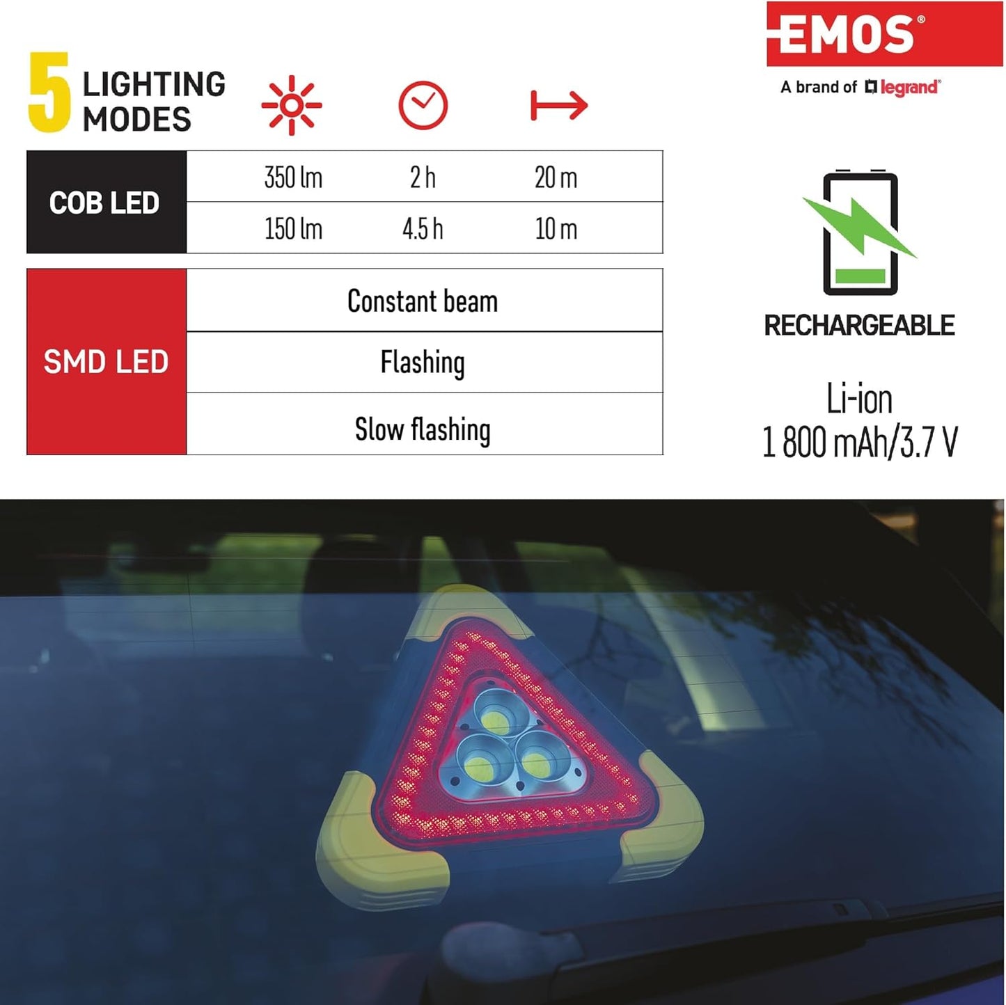 EMOS - Rechargeable LED warning triangle