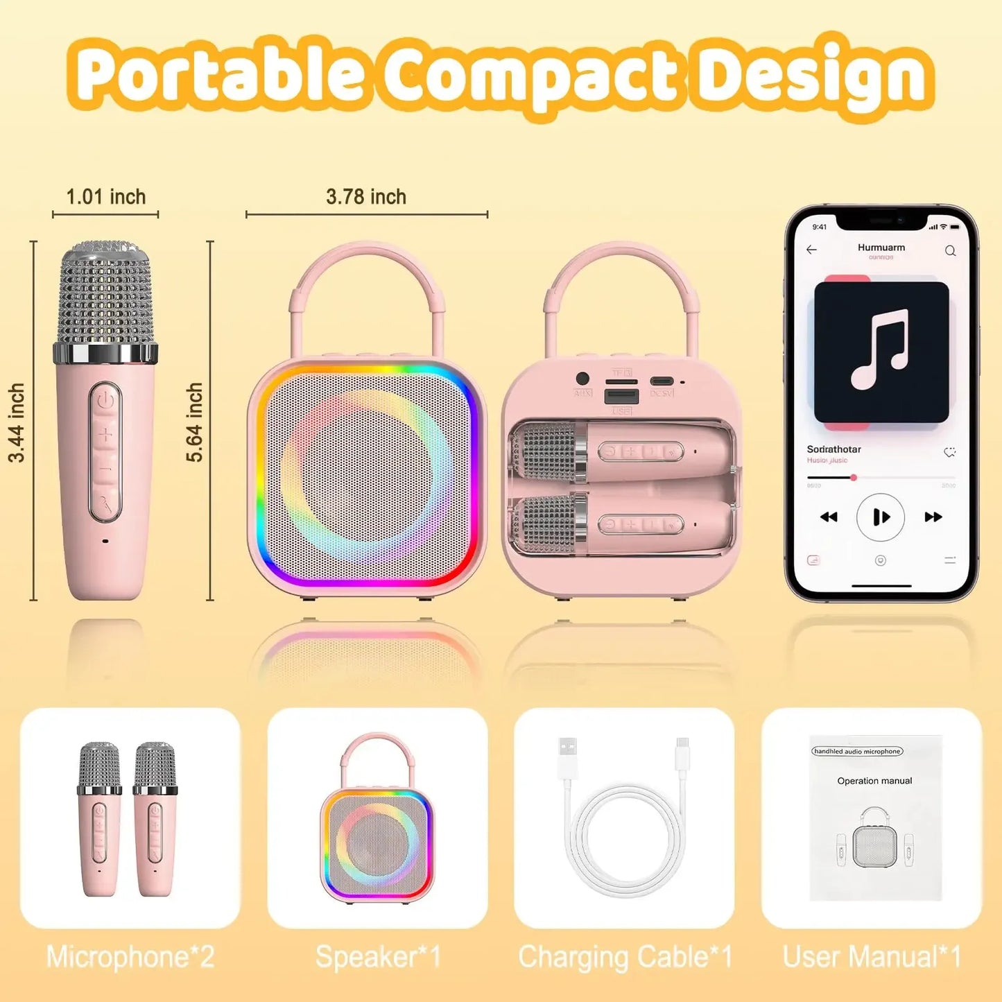 Mini Karaoke Machine for Kids and Adults Portable