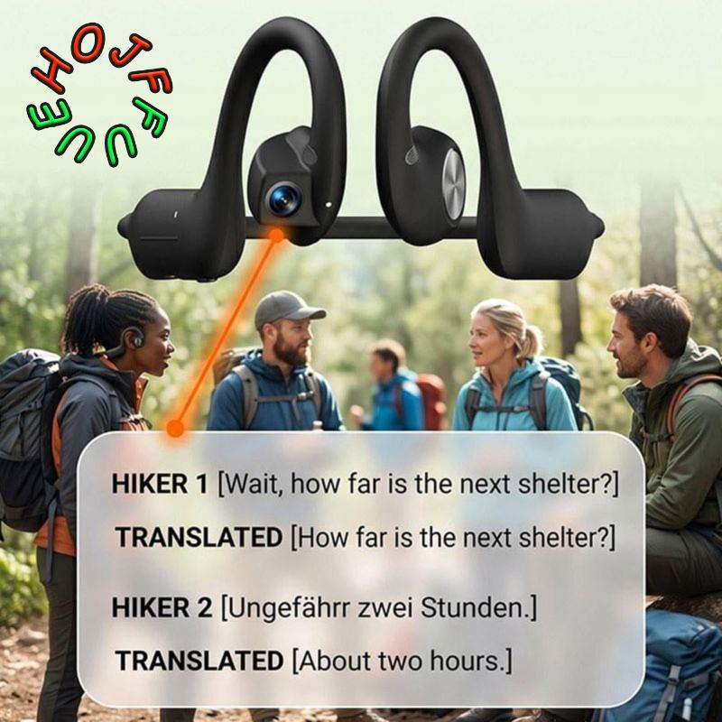 Wireless Headphones with Camera Smart Ai Translator Headset Ear Hanging Bluetooth Earphones for Outdoor Cycling