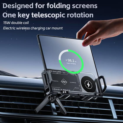 Smart 2-in-1 Auto-Rotating Car Phone Holder Wireless Charger Mount