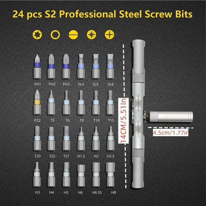 🔥🔥24 in 1 DlY Screwdriver Set Magnetic Compact and Portable Ratchet Screwdriver