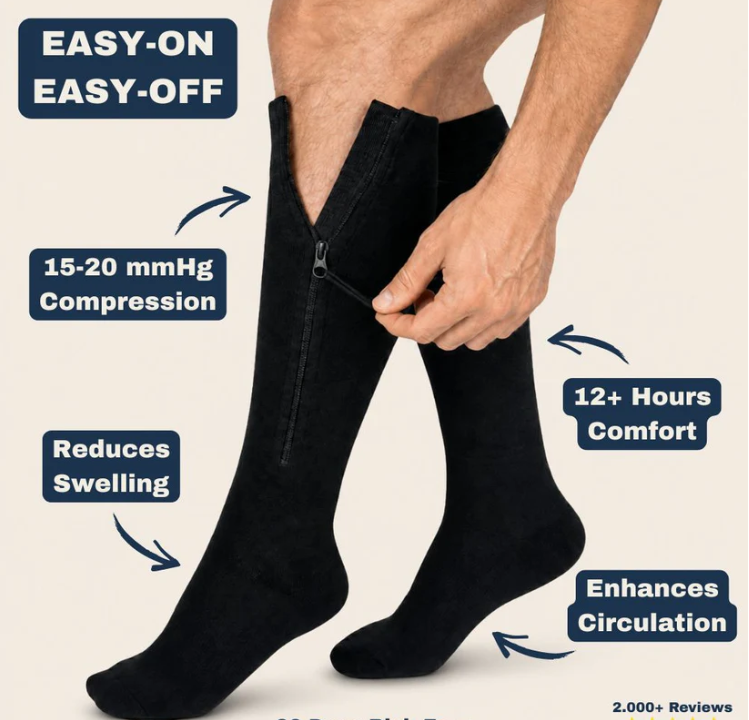 Big Tall Inside Leg Zipper 30-40 mmHg Compression Grade 3 Wide Large Calf Closed Toe Socks