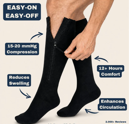 Big Tall Inside Leg Zipper 30-40 mmHg Compression Grade 3 Wide Large Calf Closed Toe Socks