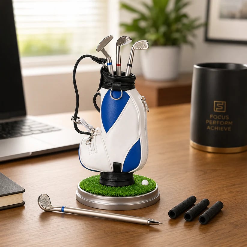 ⛳Golf Pen Holder + 3-Pen Set🏌️‍♂️Elevate Your Office Desk