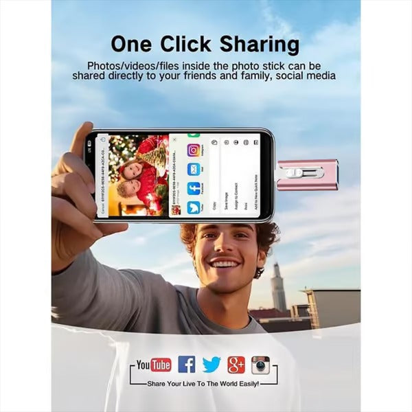 Flash Drive Intended for iPhone iPad, Memory Stick Storage for Photos and Videos Backup, Compatible with iPhone iPad Android PC, Plug and Play