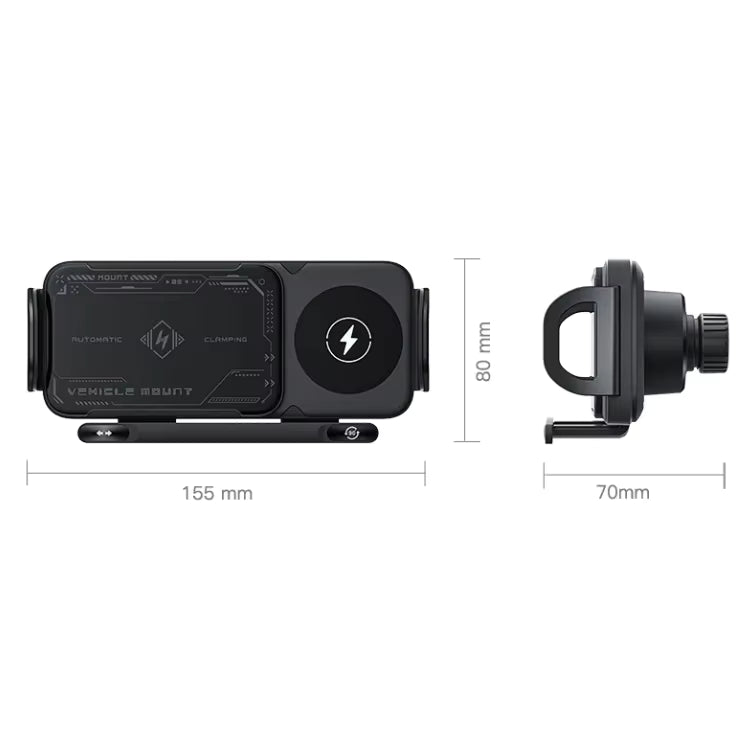 Smart 2-in-1 Auto-Rotating Car Phone Holder Wireless Charger Mount