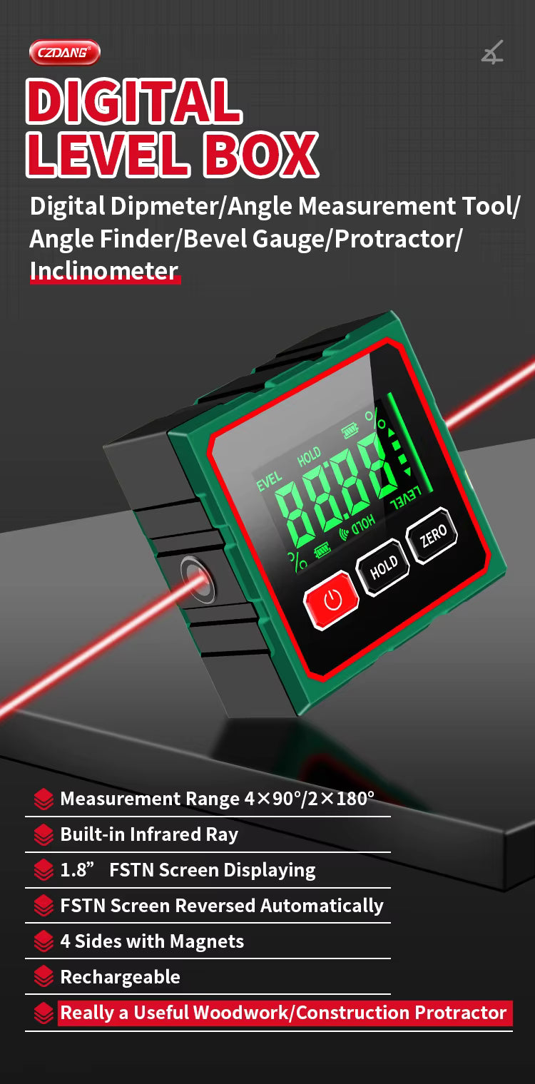Magnetic Digital Angle Finder with Electronic Lase