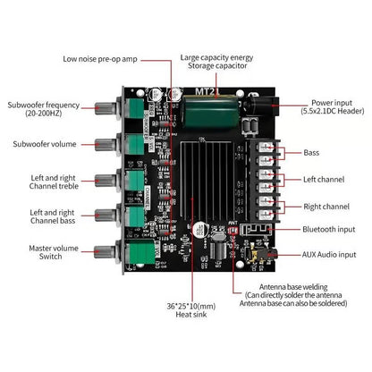 🔥 2.1 Channel Bluetooth Audio Receiver Power Amplifier Module🔊