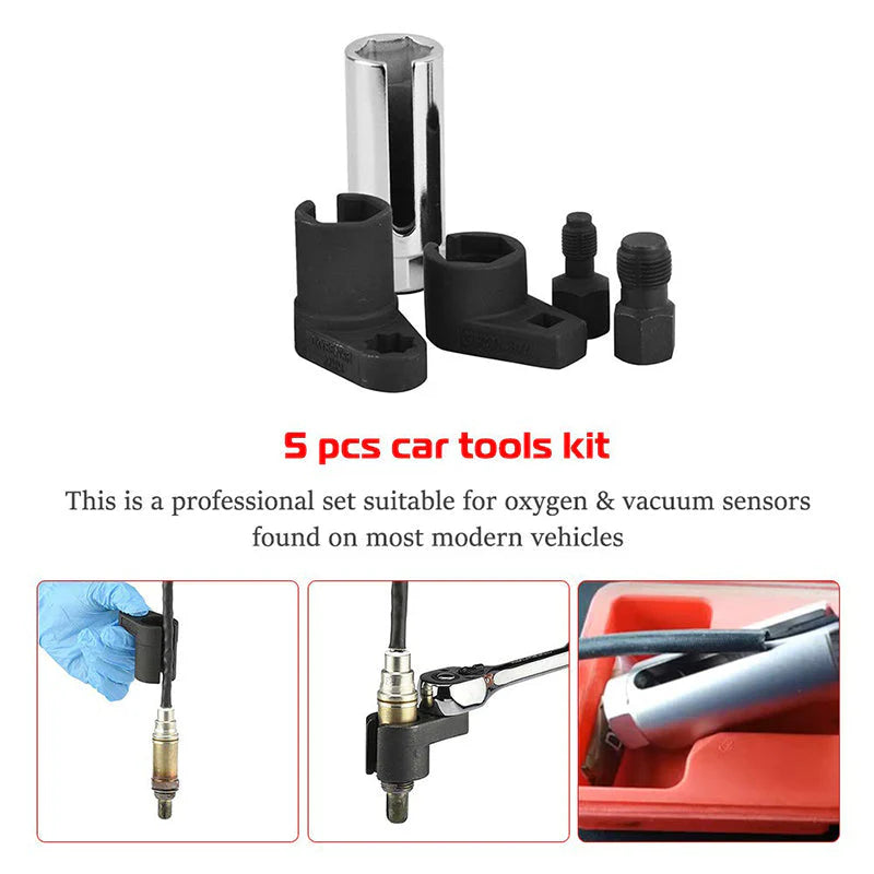 📢📢50% OFF! ⏳ Automotive O₂ Sensor Offset Socket & Thread Chaser 5-Piece Set – CR-V Steel, Side Cutout Design & Universal Fit for Fast, Safe Repairs! 🔧🚗
