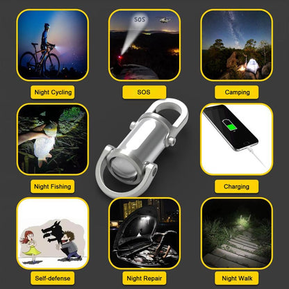 Power Bank Keychain Small Powerful Flashlight Led Light Mini COB Rechargeable EDC Emergency Lantern Pocket Light