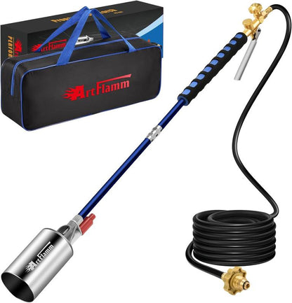 1,800,000 BTU Propane Torch Weed Burner Kit with Storage Bag, Weed Torch with 10 FT Hose, Self Igniter Weed Flame Torch for Fire Pit, Roofing, Melting Snow and Ice