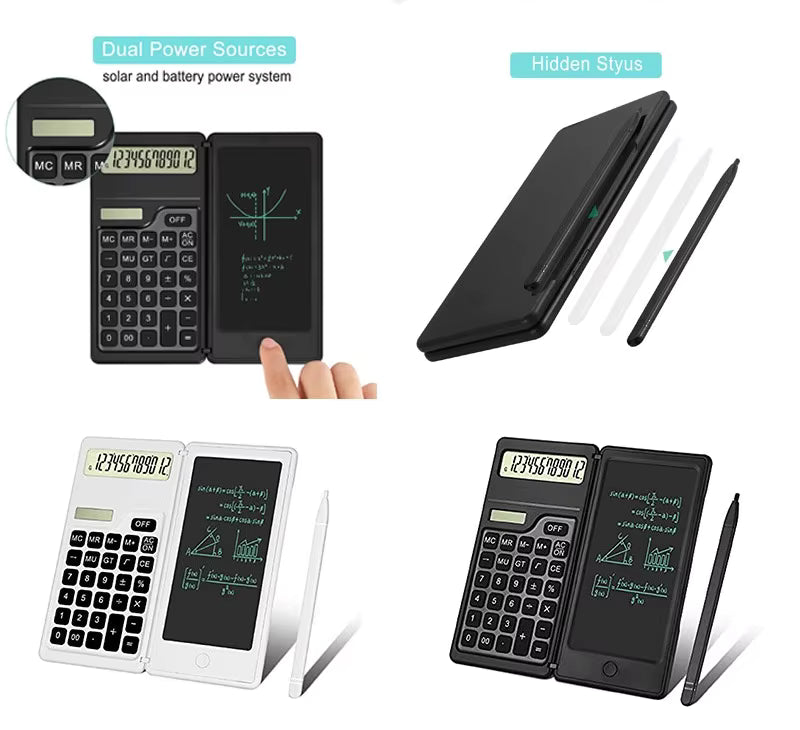 Solar Battery Dual Power Multifunction Calculator with Handwriting Board