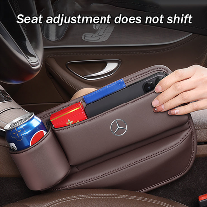 Exclusive Leather Car Seat Storage Box With Water Cup Holder