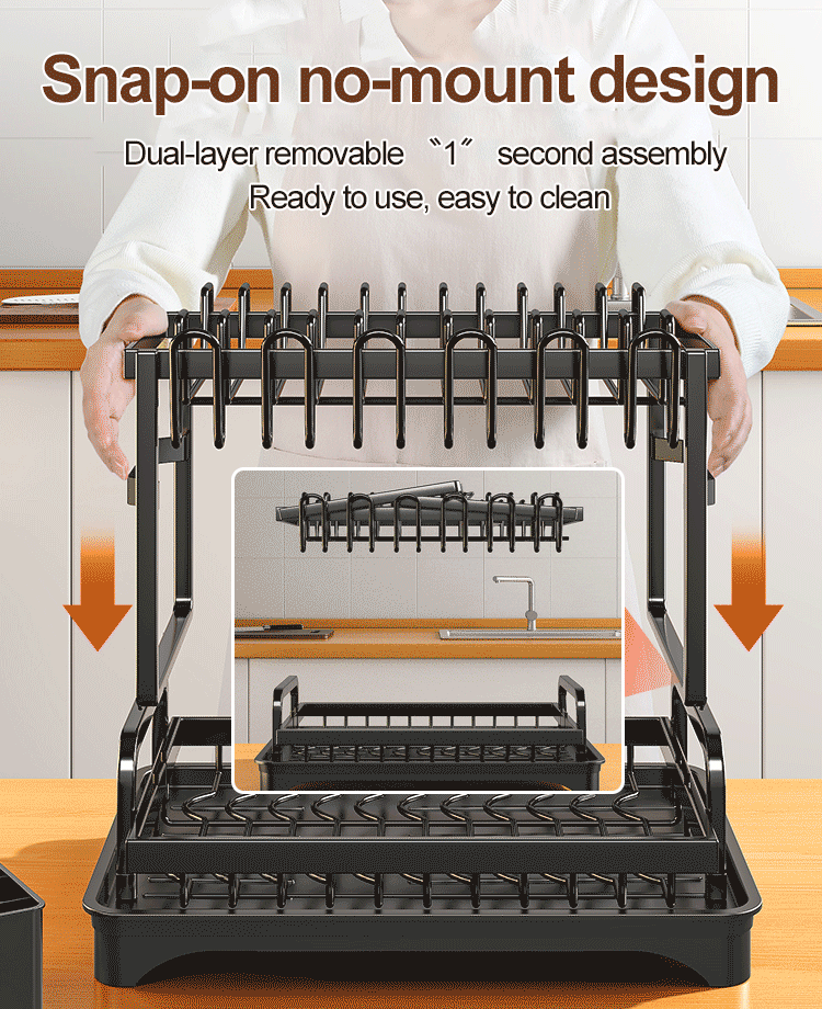 H-shaped flat iron double-layer bowl and dish rack