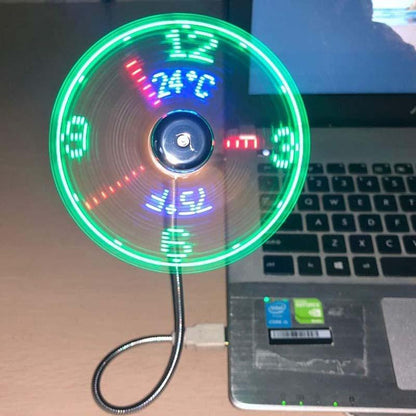 🔥USB Fan with LED Clock Lighting