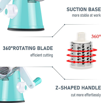 3 in 1 Rotary Cheese Grater Vegetable Slicer