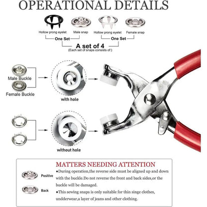 Metal Snaps Buttons with Fastener Pliers
