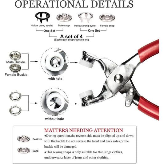 Metal Snaps Buttons with Fastener Pliers