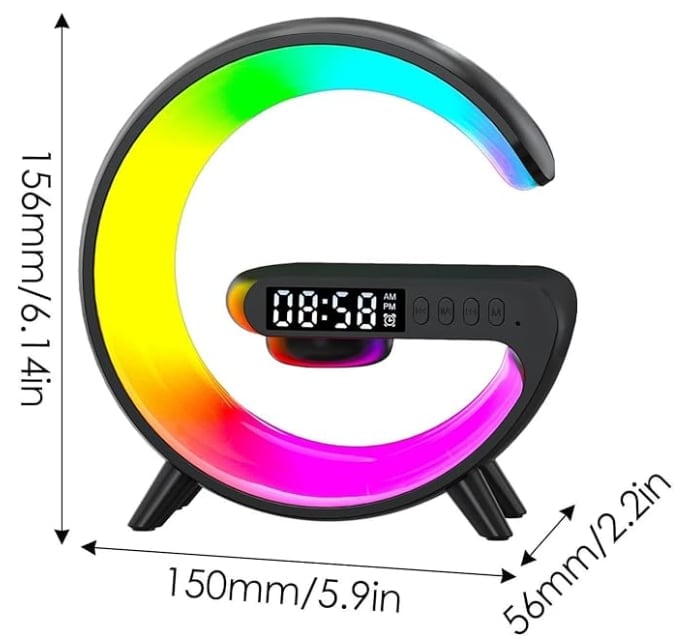 🔥Multifunctional Bluetooth Speaker-Colorful Atmosphere Light Wireless Charging and Clock All-in-one Machine