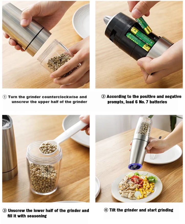 🔥Automatic Electric Gravity Induction Salt & Pepper Grinder