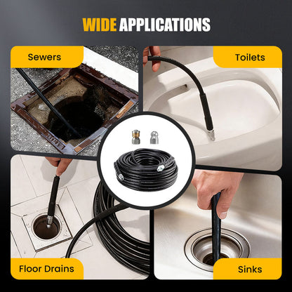 Rotating nozzle and reinforced hose for unclogging pipes 🛠️✨