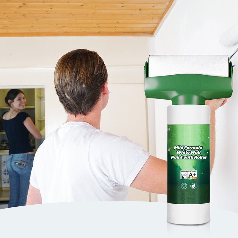 White wall paint with roller