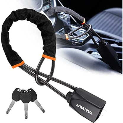 Seat belt socket fixed steering wheel lock