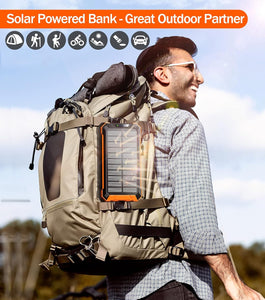 Wireless Charger Solar Power Bank Built-in Cables Waterproof/Shockproof