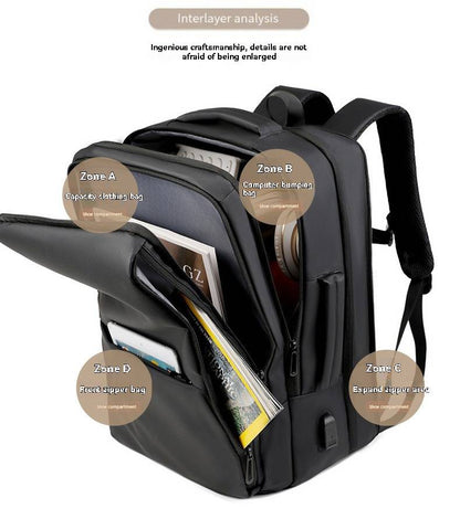 Large Capacity Business Backpack High-end Men's Travel Backpack Expandable Laptop Backpack
