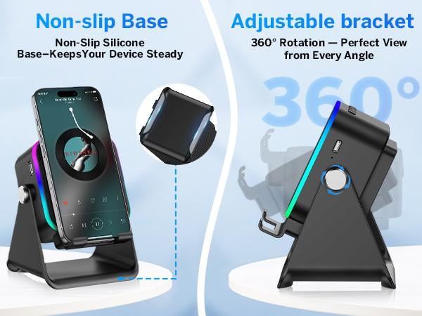 🎶📱 5-in-1 Wireless Induction Bluetooth Speaker with Adjustable Phone Stand