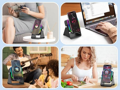 🎶📱 5-in-1 Wireless Induction Bluetooth Speaker with Adjustable Phone Stand